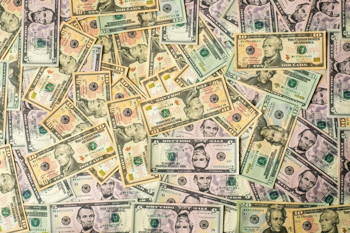 Dollars scattered all over
