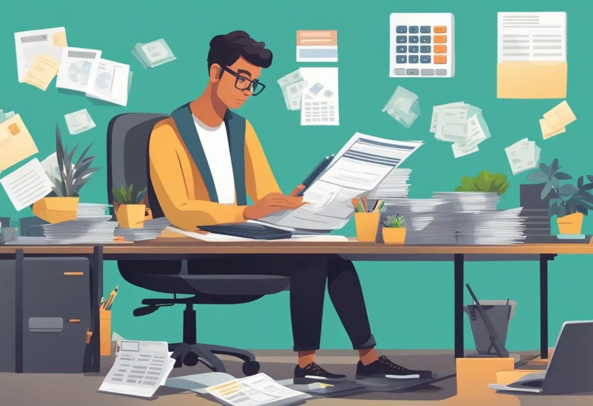 A man on a computer