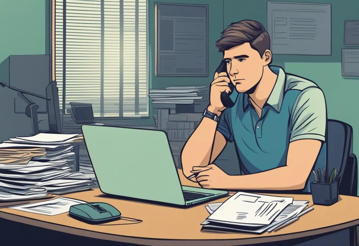 A man in front of a laptop