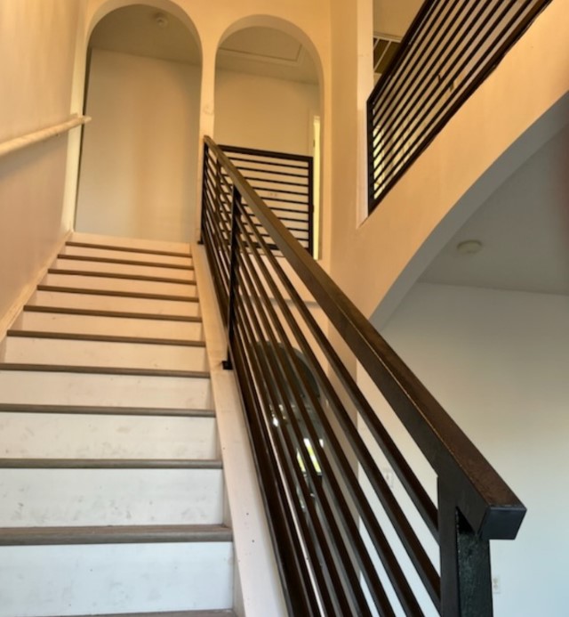 Finished architectural metal bannister fabricated and installed in Jacksonville Beach Florida residence