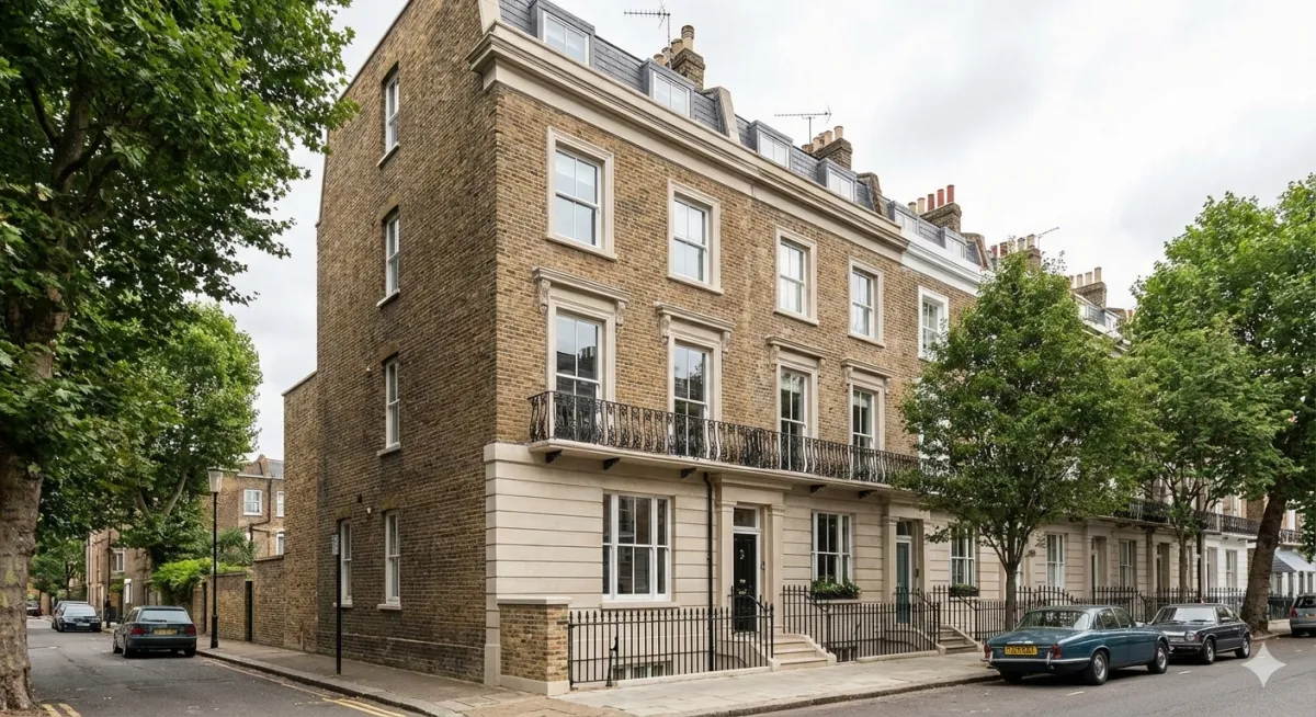 Four-storey townhouse in Newington Green, London N16.