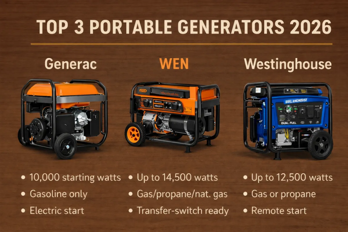 Top 3 Portable Generators for Homestead & Backup Power in 2026