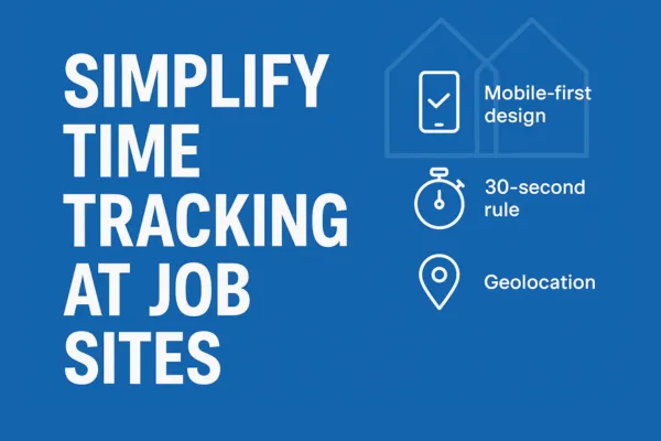 Simplified Construction Time Tracking - Mobile First Clock-In Graphic