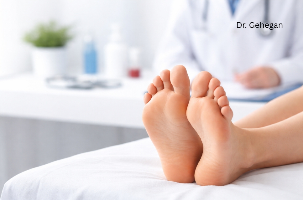 Flat feet with reduced arch during weight bearing