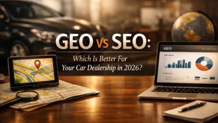 GEO vs SEO comparison chart for car dealership marketing