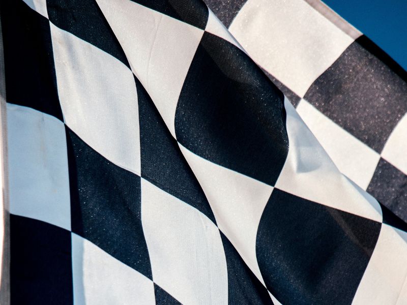 a waving checkered flag