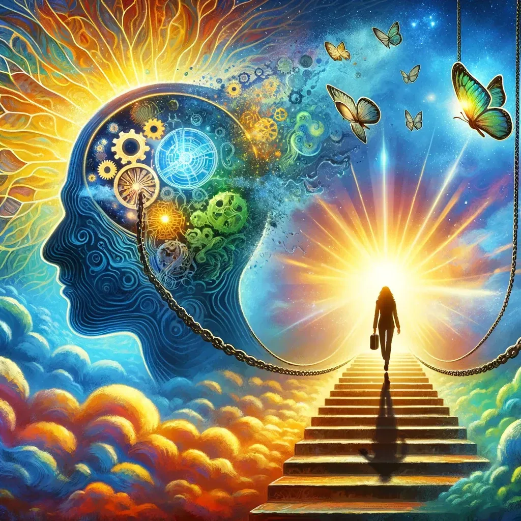 An inspiring cover image depicting a person standing at the entrance of a maze, symbolizing the journey of overcoming self-sabotage towards success.