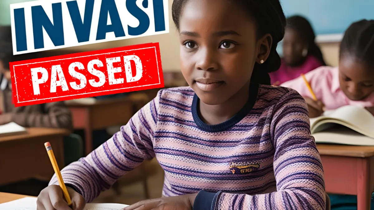 An African child studying for the INVALSI exam in Italy.