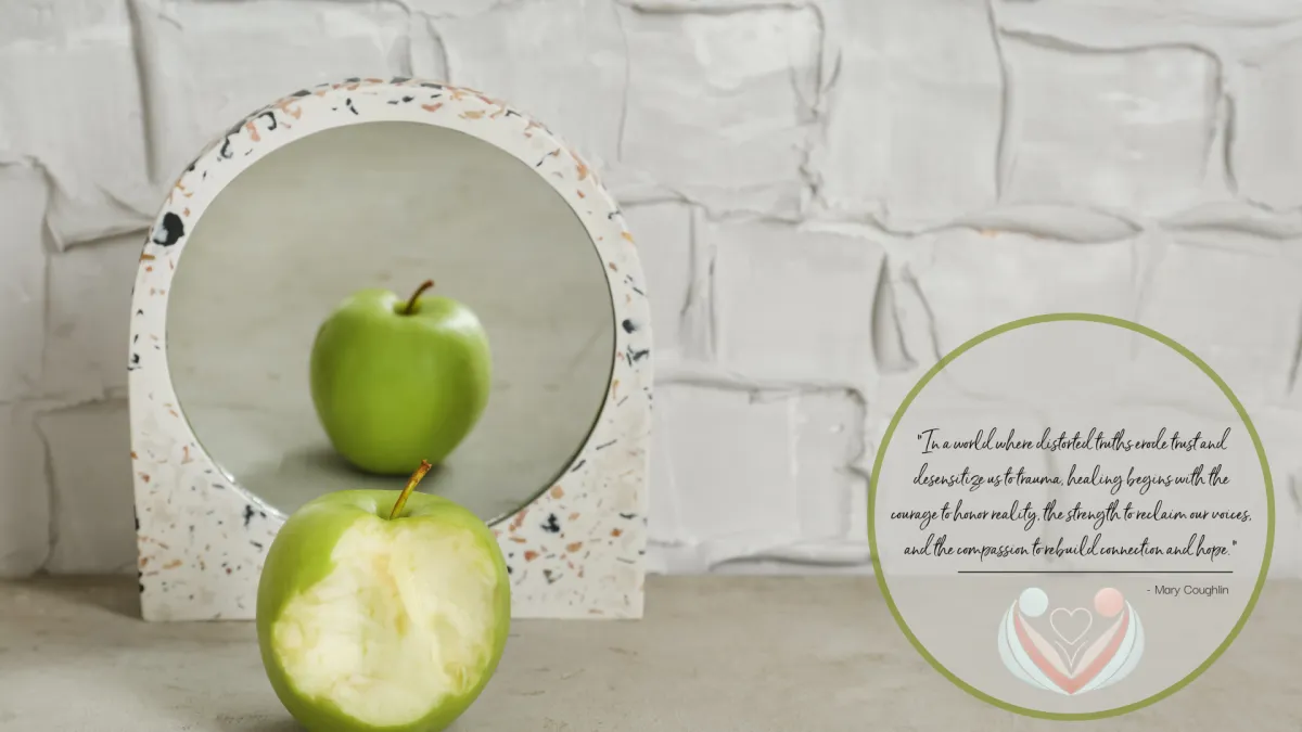 apple reflection in a mirror