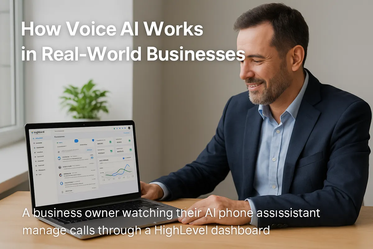 Voice AI, AI phone assistant UK, HighLevel Voice AI, AI automation for small business, customer call automation