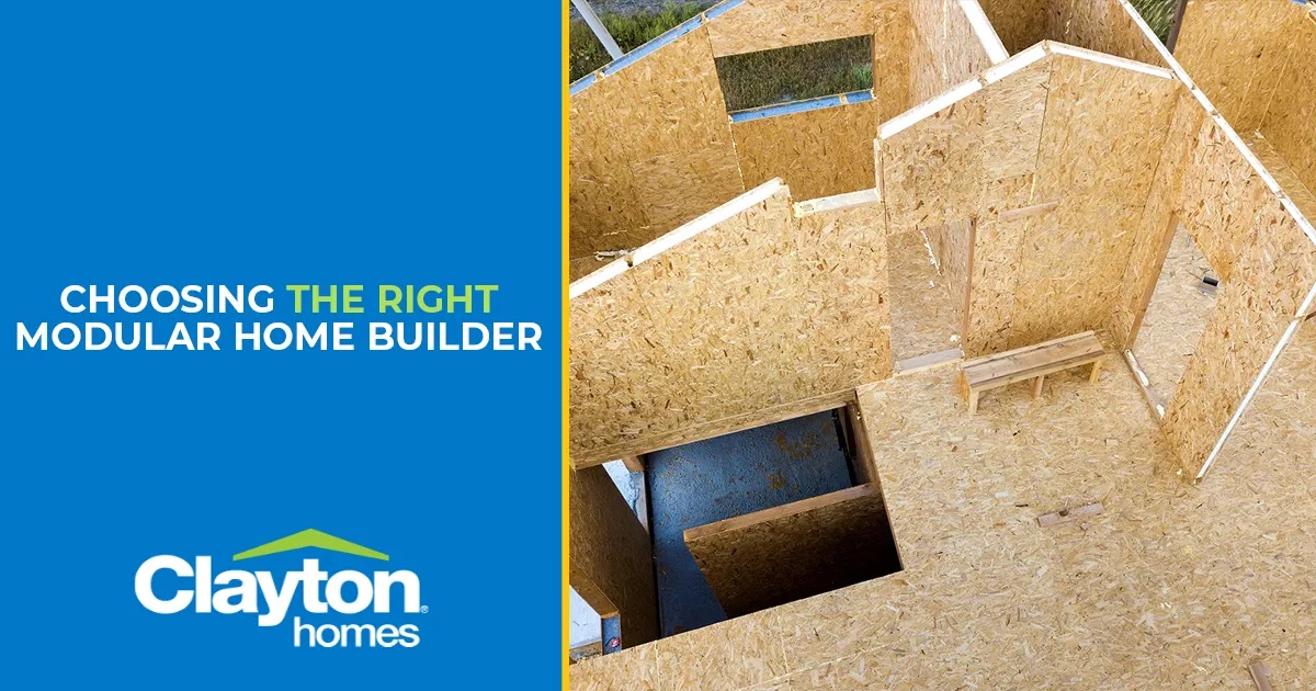 The upper floor of a modular home from above. Walls are installed but the roof is not.