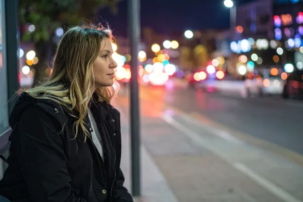  waiting at bus stop