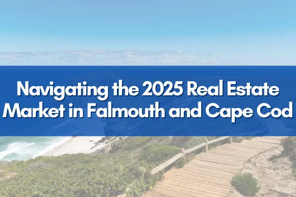 Cape Cod shoreline with homes, illustrating real estate market trends in Falmouth 2025