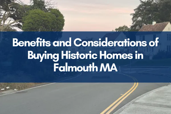 Charming historic home in Falmouth Cape Cod with classic architecture and lush landscaping.