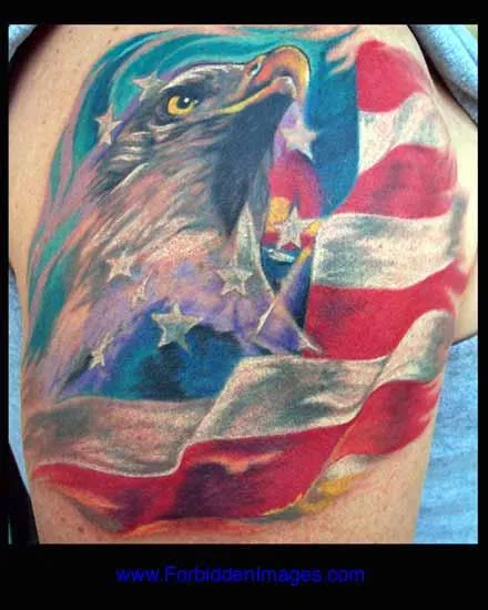 Bald Eagle and Flag