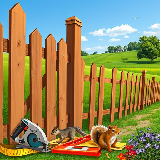 Expressionist artwork for a blog cover depicting a vibrant rural landscape in Anna, Ohio, featuring a whimsical wooden fence under construction with exaggerated curves and colors. The scene is surrounded by rolling green hills and lush gardens filled with oversized, colorful wildflowers, showcasing the area's local flora. A bright sky swirls in blues and golden hues, hinting at a sunny day. Quirky elements include a curious raccoon peeking from behind a fence post and a friendly owl in a tiny construction helmet perched on a tree, observing the lively scene. The dynamic brushstrokes and bold color palette of deep greens, vibrant yellows, and warm oranges convey a sense of warmth and approachability. The background includes charming houses and a meandering dirt road, emphasizing the accessibility of local fence-building services and the community spirit in Anna, Ohio.