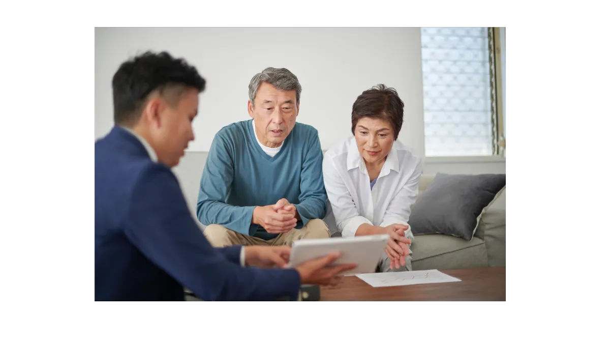 Family discussing home care services with elderly parent in Lakewood