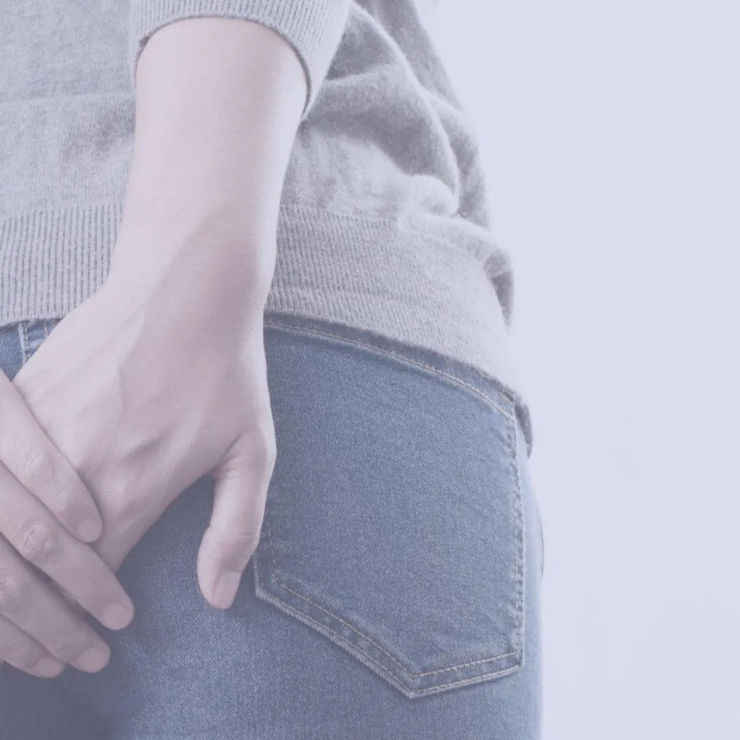 Women holding her bottom