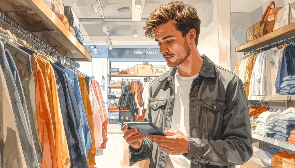 Customer comparing in store shopping with a brand’s website on a smartphone