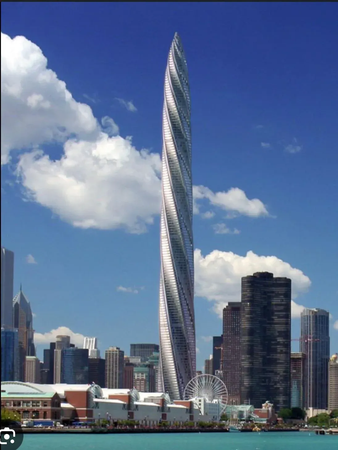 View of the Chicago River and Lake Michigan at 400 N Lake Shore, the former site of the unbuilt Chicago Spire.
