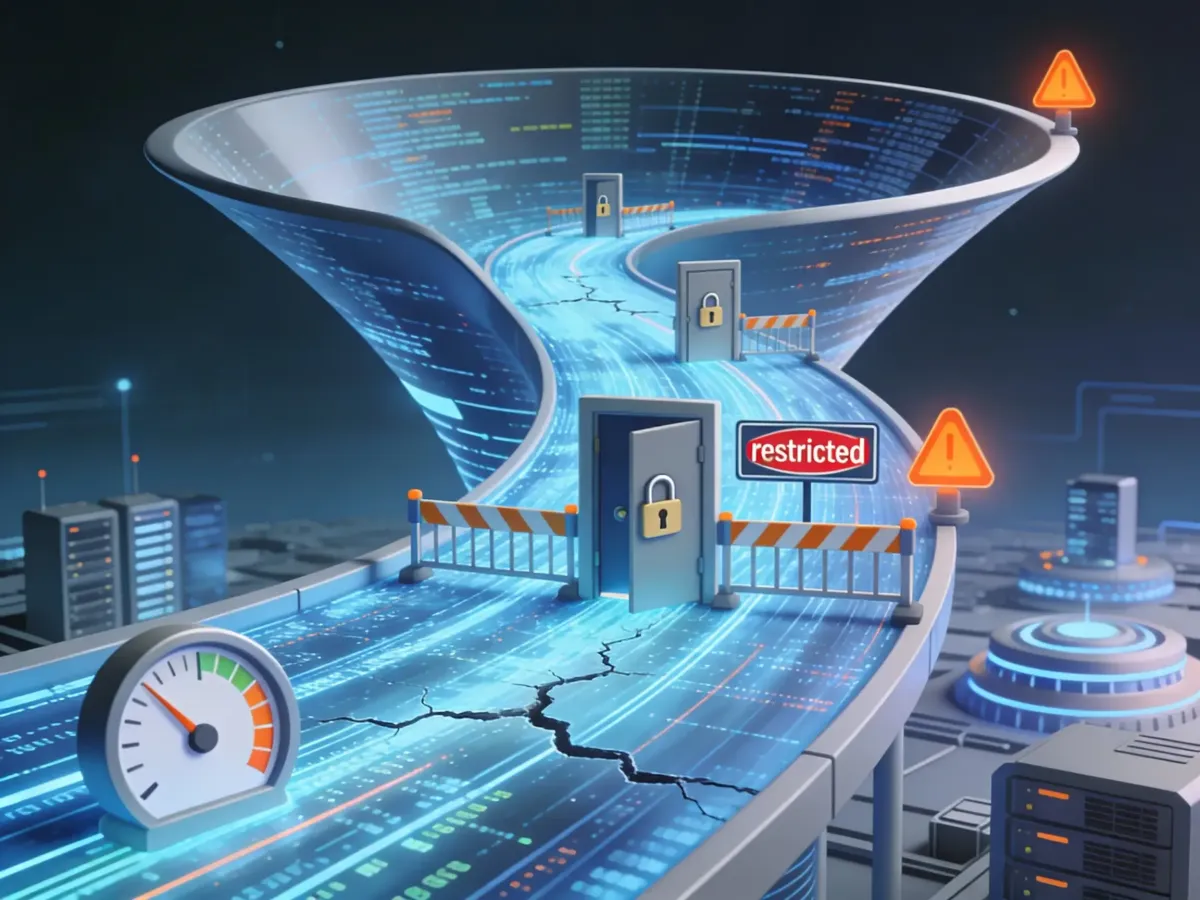 Funnel of AI data flowing beyond a restricted gate