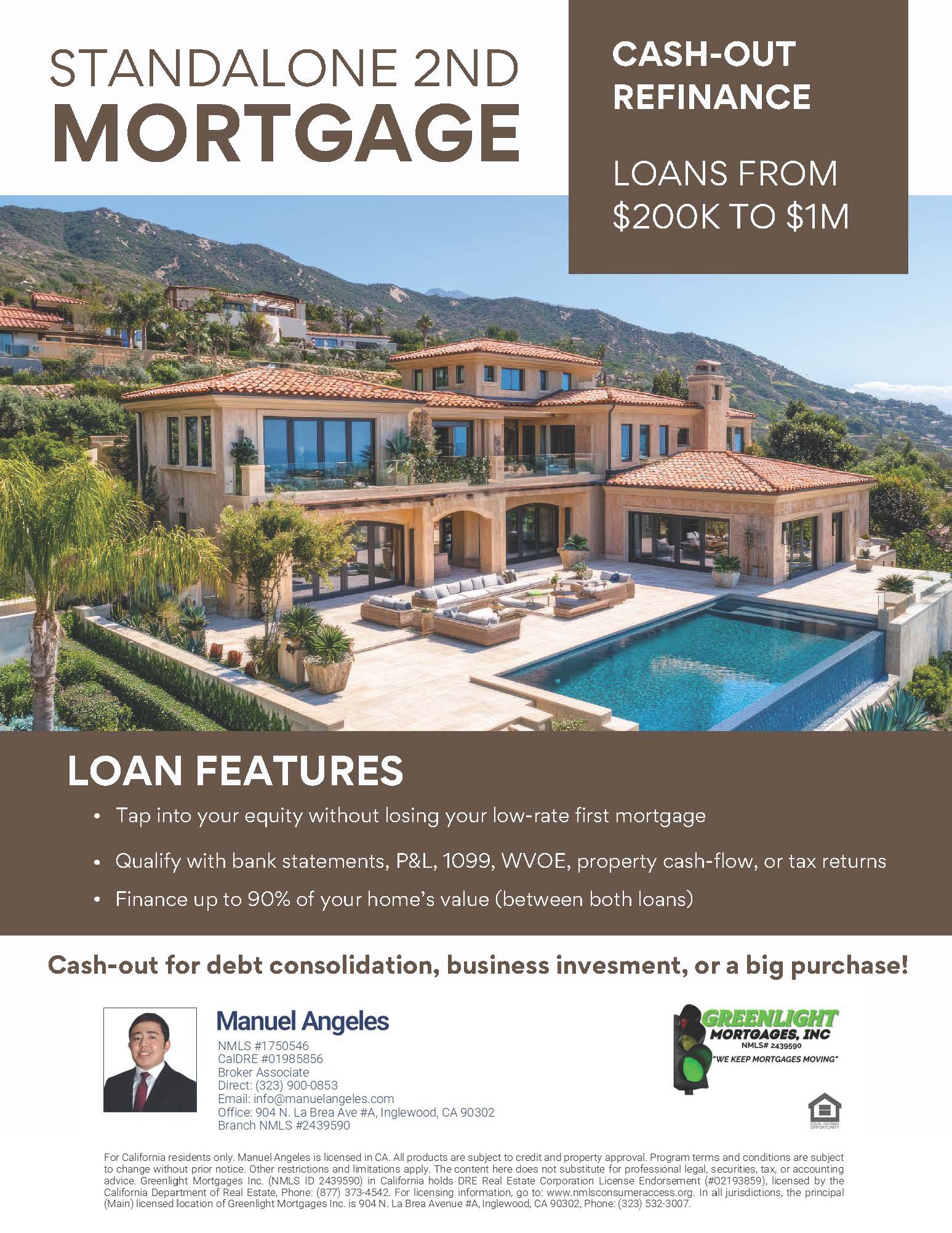 Standalone Second Mortgage Los Angeles | Cash‑Out Refinance $200K–$1M — Up to 90% CLTV