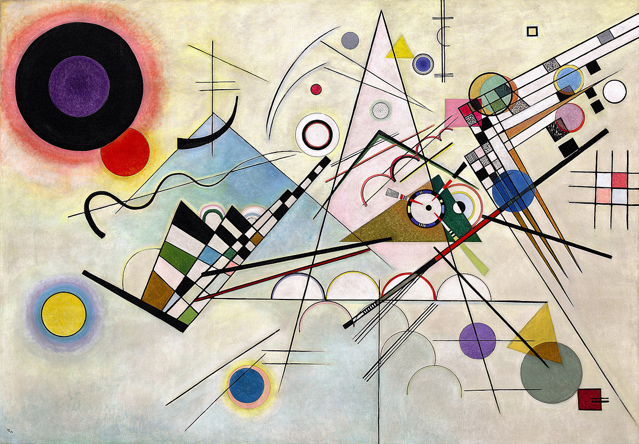 Wassily Kandinsky, Composition VIII (1923) - Composición abstracta representando el trabajo dialéctico en psicoanálisis