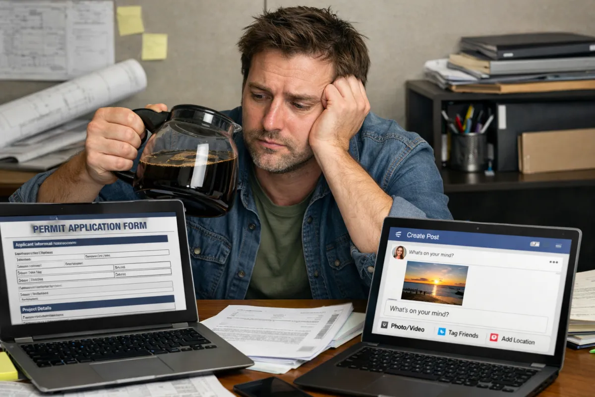 overwhelmed contractor