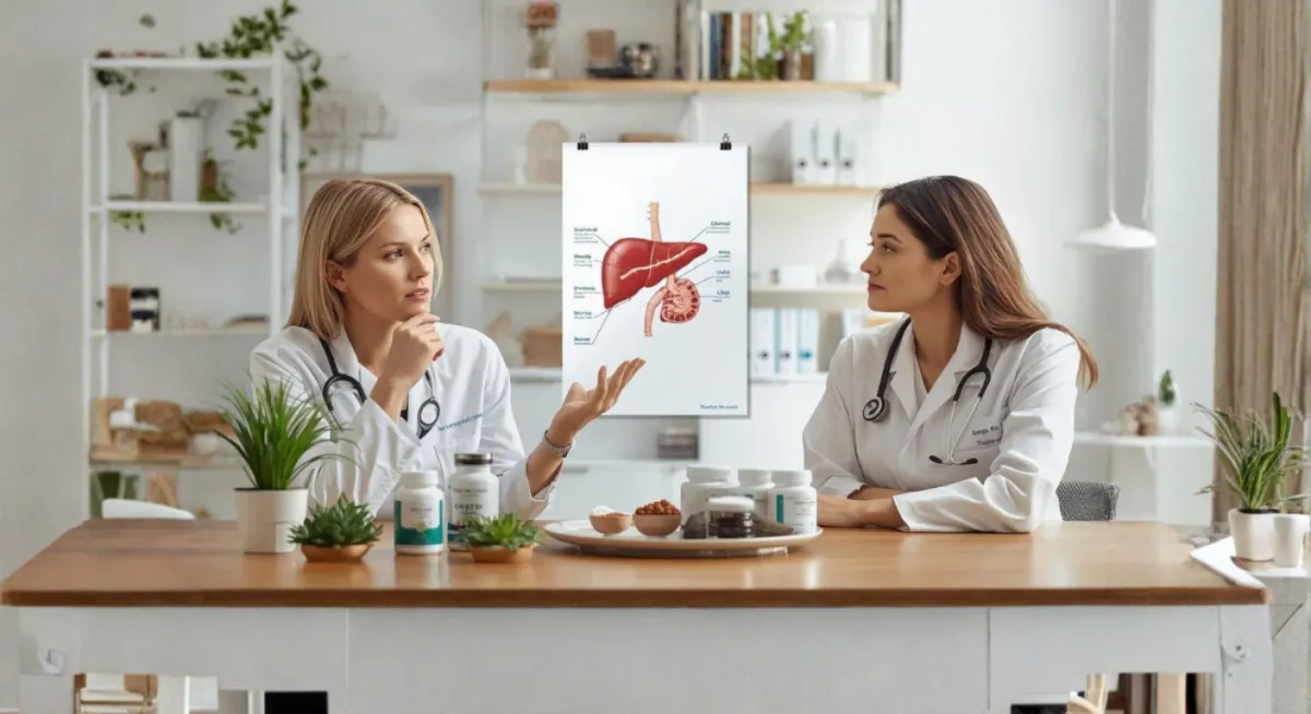 Naturopathic doctors discussing liver health and natural detox methods