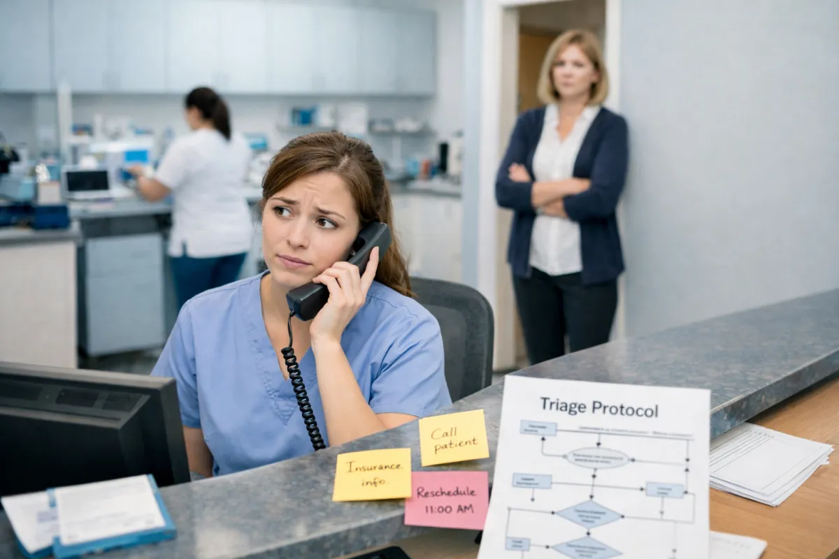 confused receptionist