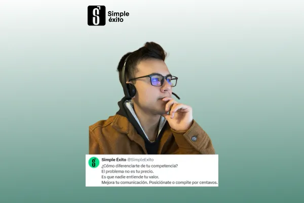 Hombre pensativo con auriculares frente a fondo verde, representando análisis y estrategia de ventas.