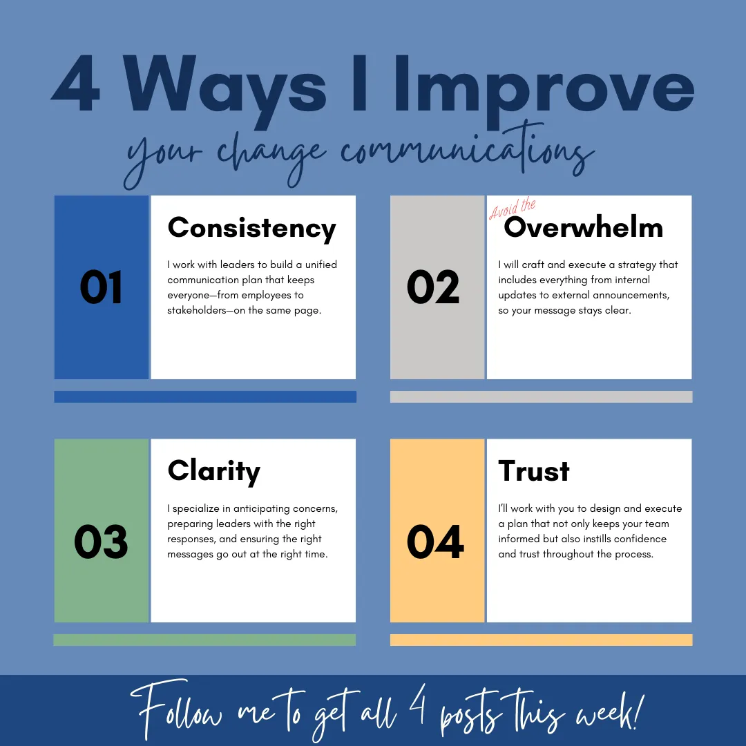 Save time AND money by hiring an expert to communicate change!