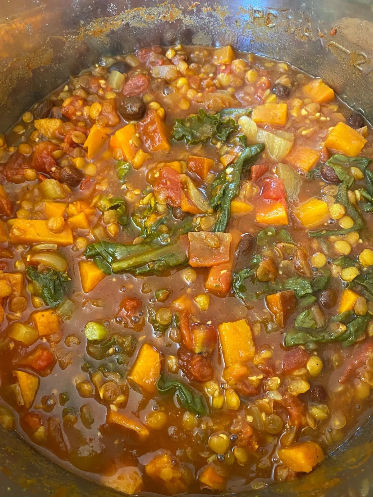 lentil and greens curried stew