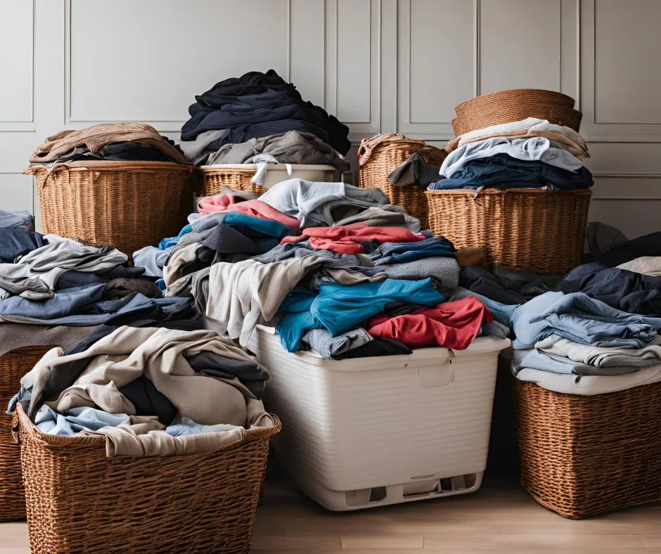overflowing laundry baskets