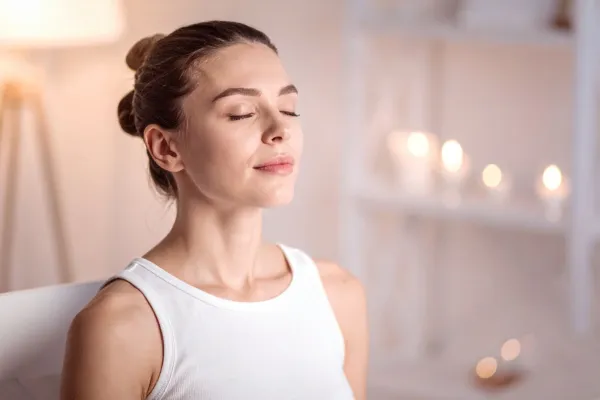 peaceful woman meditating