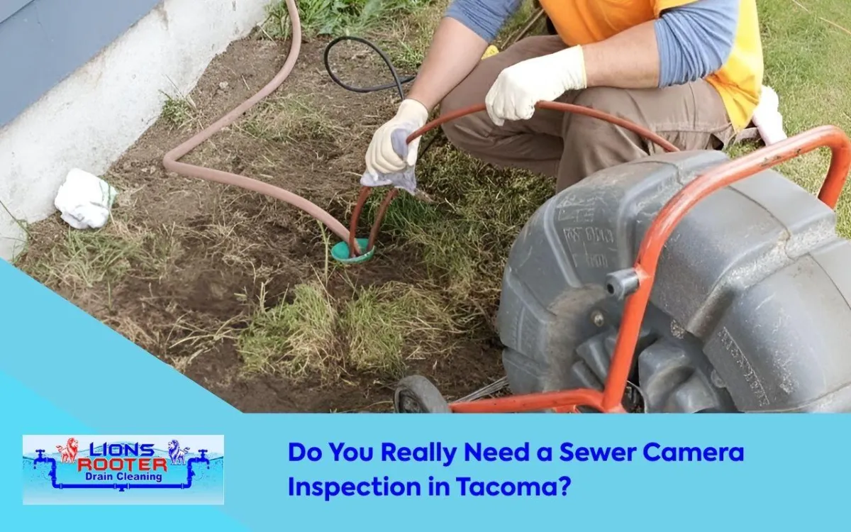 Technician performing sewer camera inspection Tacoma service