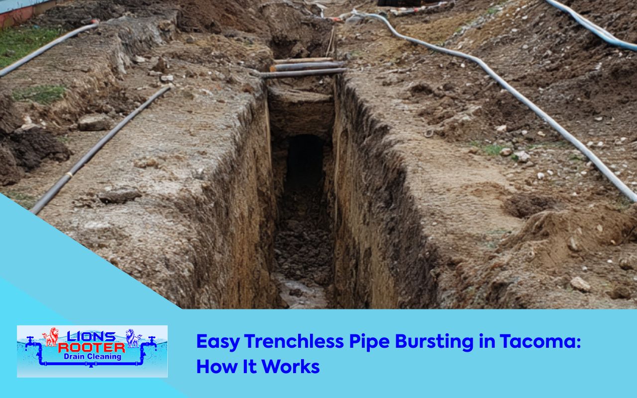 Trenchless Pipe Bursting in Tacoma process with minimal digging entry and exit pits