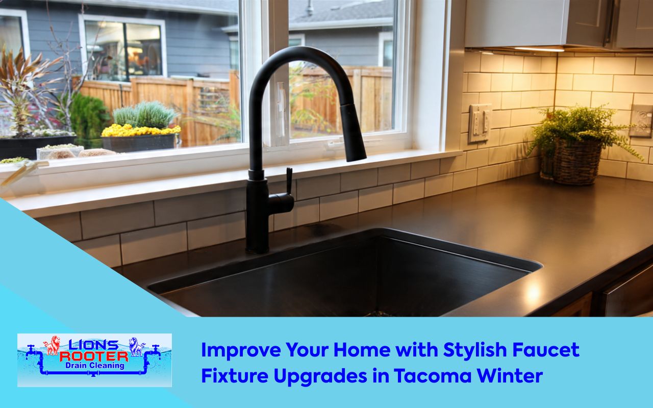 Faucet & Fixture Upgrades in Tacoma Winter in a modern Tacoma kitchen with a matte black faucet