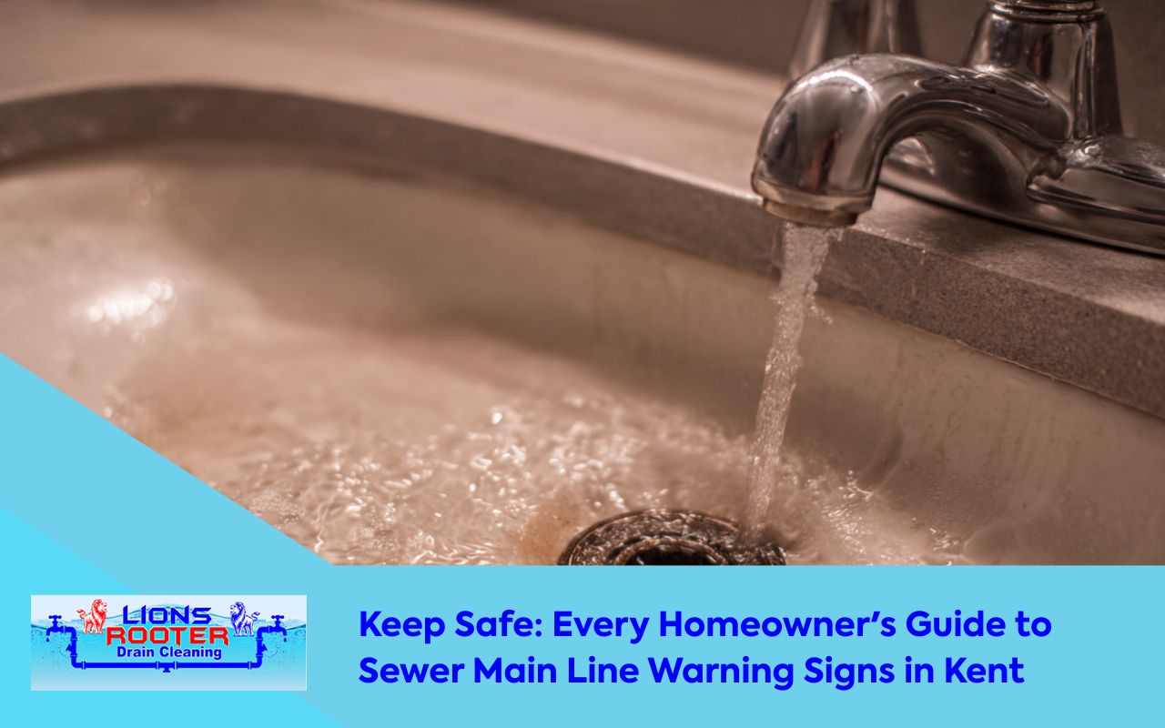 Sewer Main Line Warning Signs in Kent shown by slow drain in a bathroom sink