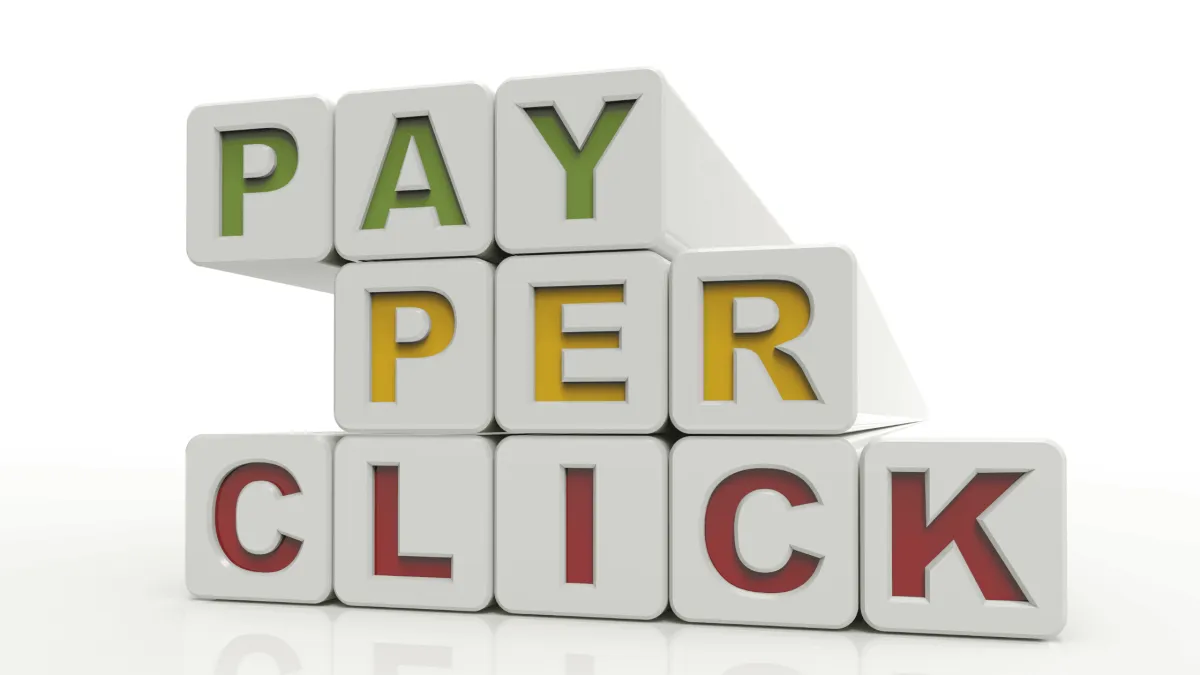 image that says with blocks Pay Per Click