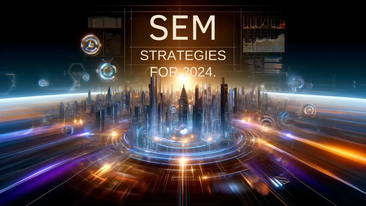 Text "SEM Strategies For 2024 image of a digital city" 