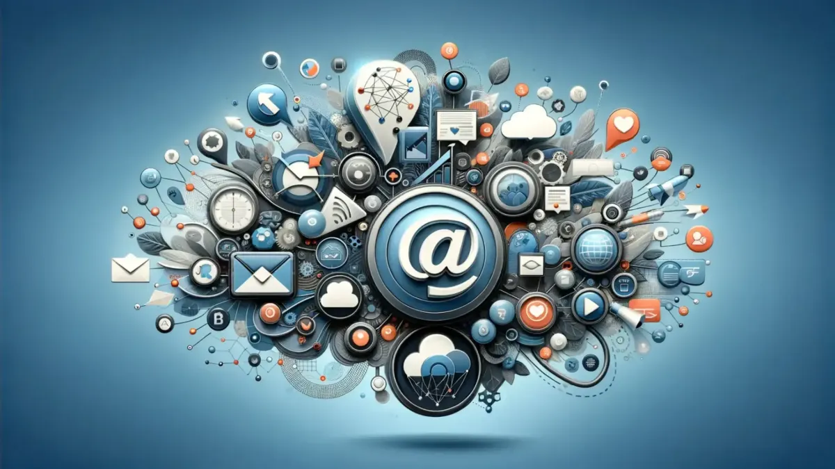 Integration of Automated Marketing, Lead Capture, and Lead Nurture Platforms in a digital marketing ecosystem, featuring symbols of email, social media, analytics, and personalized communication.