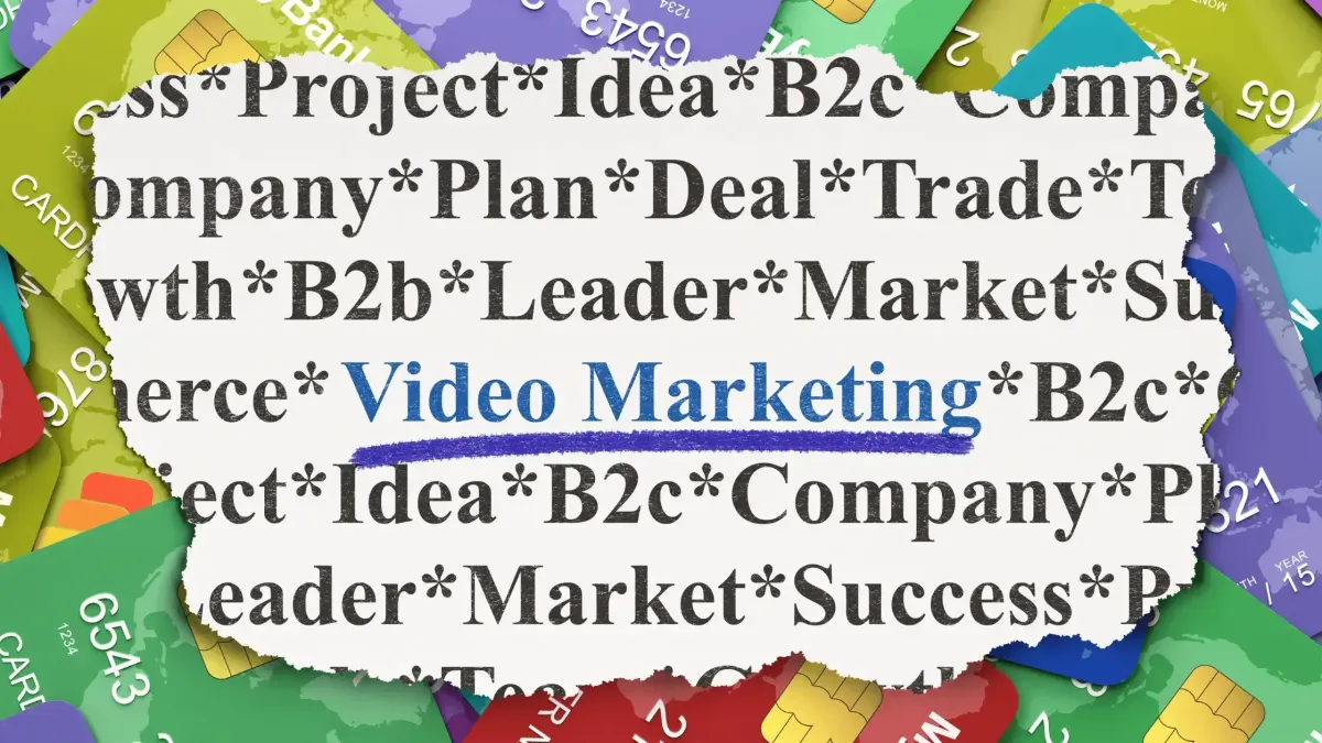 Video Marketing written text with various aspect of video marketing in red with 