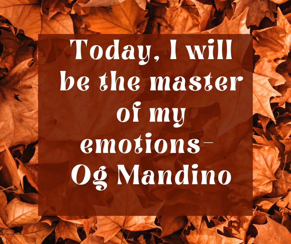 Today I will be the master of my emotions