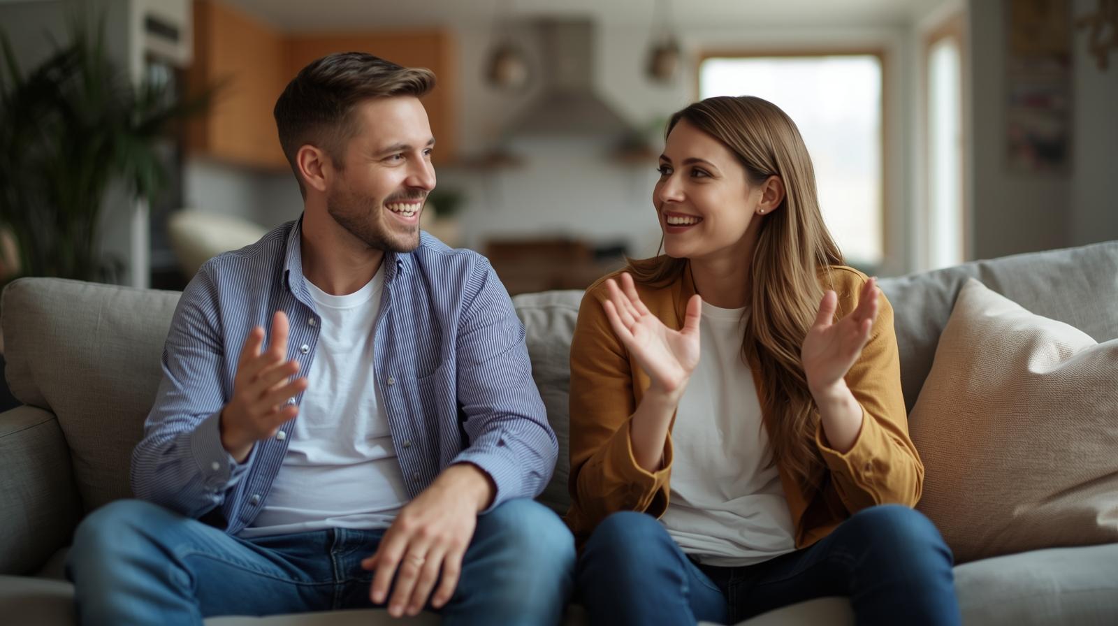 happy couple communicating