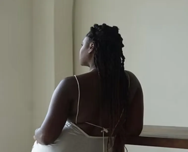 Woman organzing closet