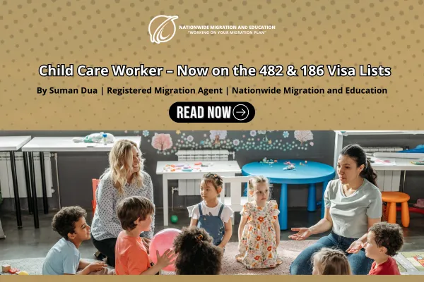 Child Care Worker leading group of children in classroom – now eligible for 482 and 186 visas