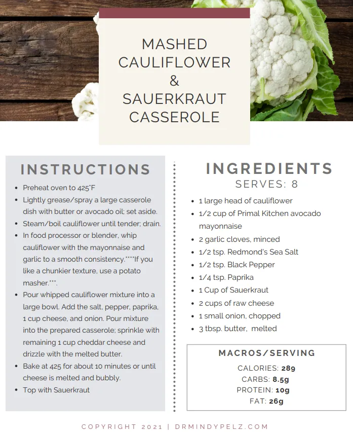 Mashed Cauliflower & Sauerkraut Casserole