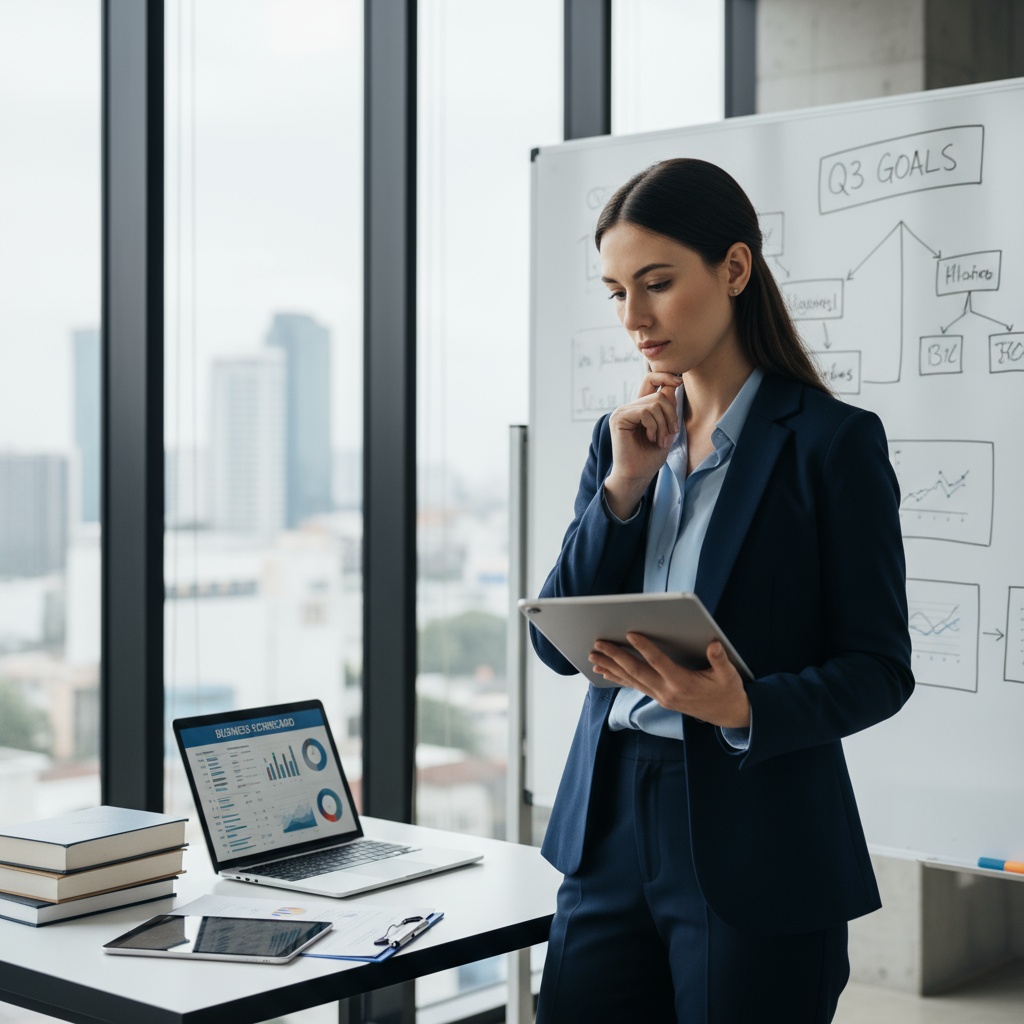 Business owner completing scaling readiness assessment with strategic planning checklist