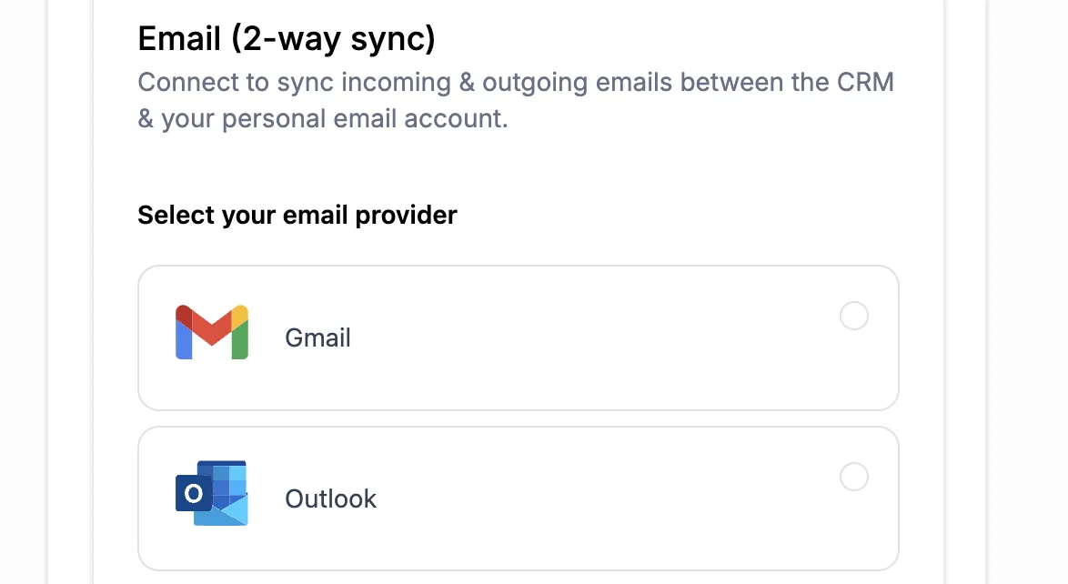an image of the section in settings for connecting a third-party email